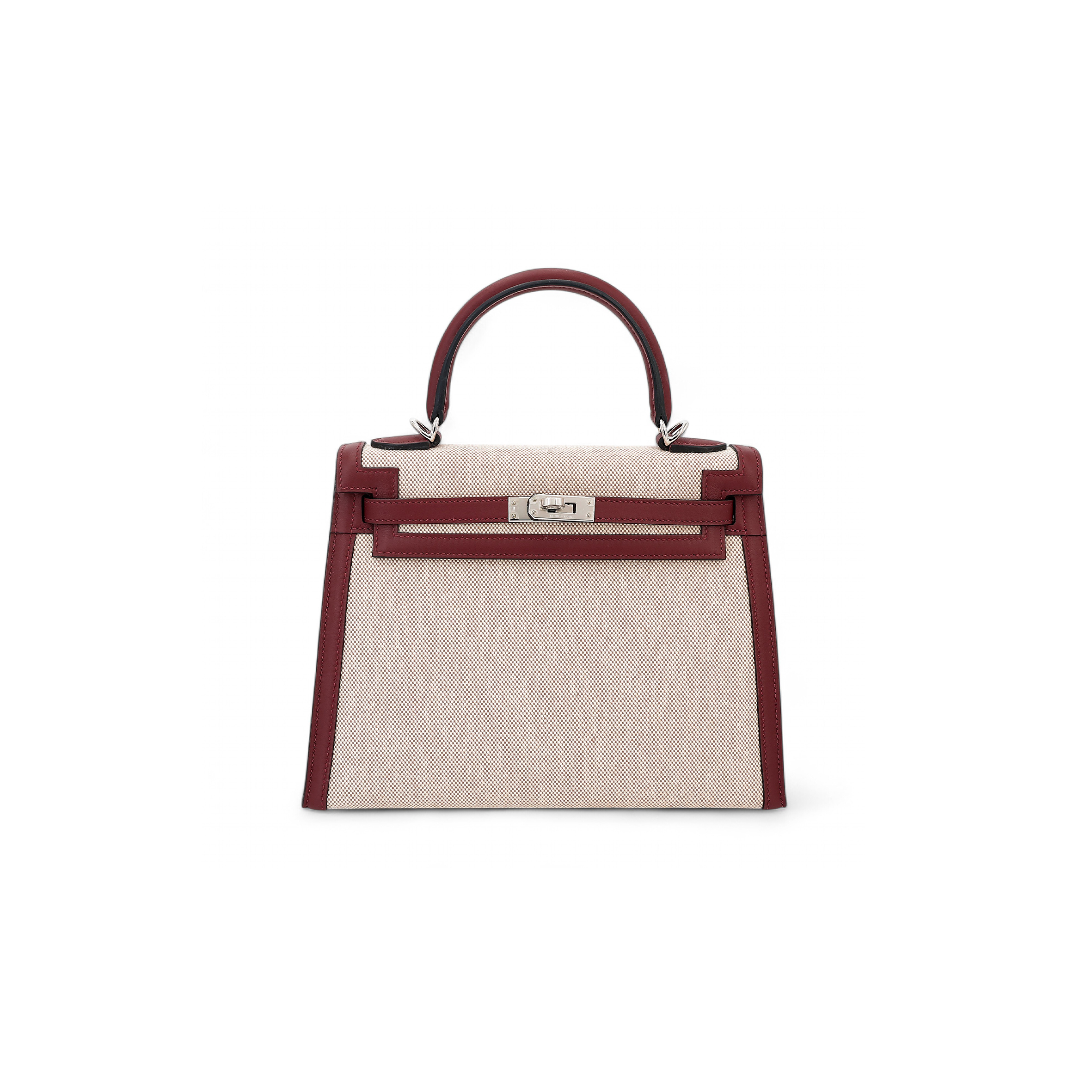 HERMES MASTER KELLY 25 SWIFT AND ECRU TOILE PALLADIUM HARDWARE (25*17*7cm)